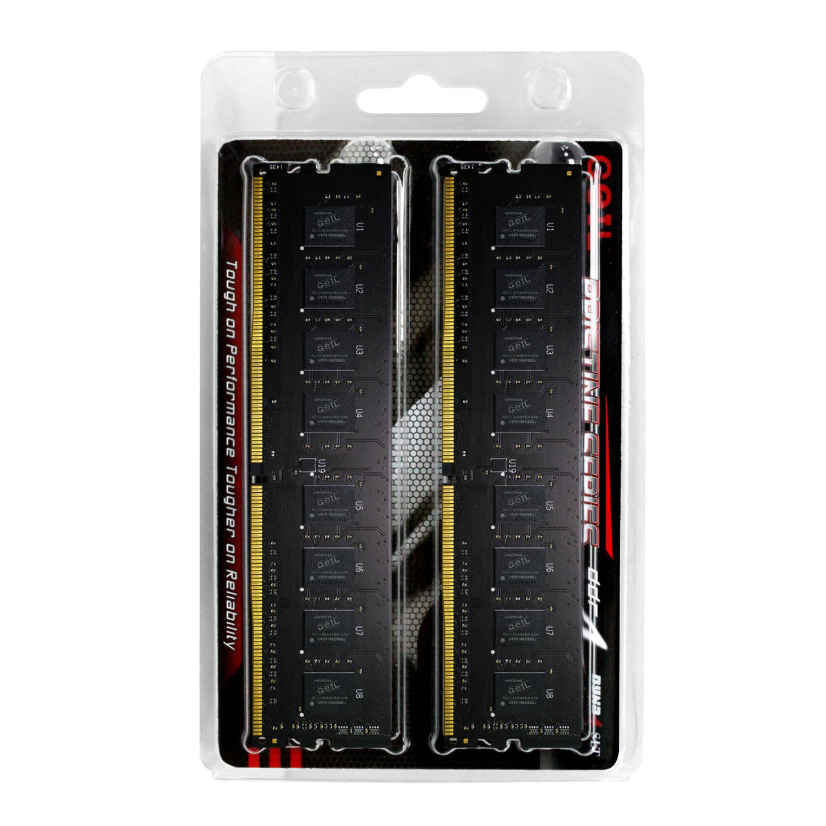 GeIL Pristine 16GB DDR4 3200MHz Desktop Memory Kit packaging featuring 8GB x 2 modules.