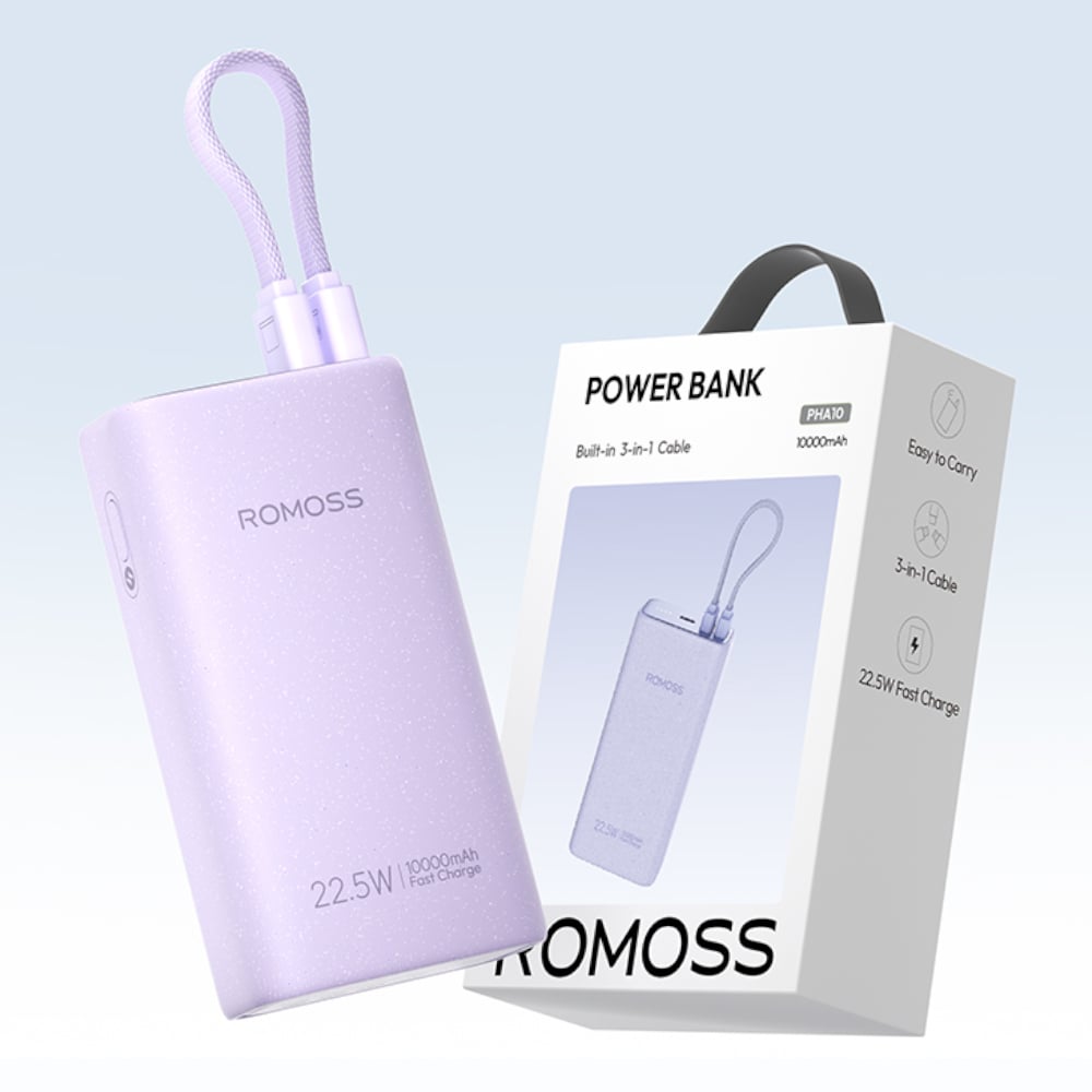 Romoss PHA10 10000mAh 22.5W Fast Charge Power Bank – Purple