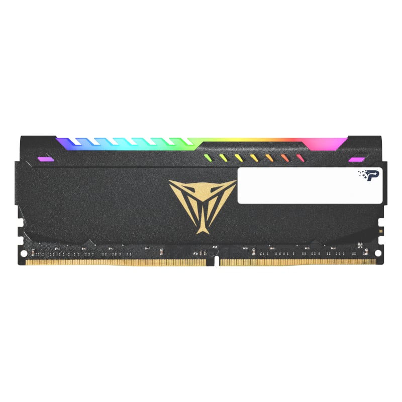 Patriot Vipersteel 16GB 3600MHz DDR4 Desktop Gaming Memory with RGB illumination.